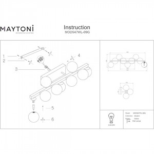 Wall light Maytoni Dallas 9 gold / amber G9 IP20
