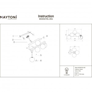 Wall light Maytoni Dallas 5 gold / amber G9 IP20