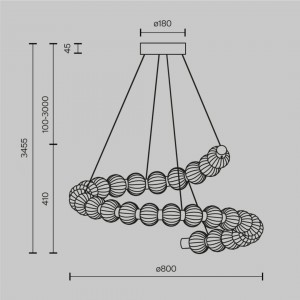 Rippvalgusti Maytoni Amulet läbipaistev / kuldne 40W 1900lm 360° IP20 830
