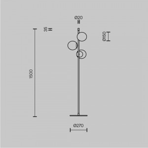 Floor lamp Maytoni Nostalgia 3 black / golden 40W E14 IP20 DIMMABLE