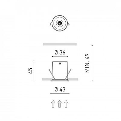 Recessed light Arkoslight Shot Light black 2,1W 210lm 38° IP65 930
