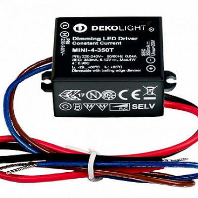 Блок питания Deko-Light Mini-4-350T 350 mA , 2.1-4.0 WCC, DC DIM черный 4W IP65 DIMMABLE