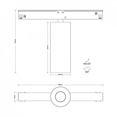 Track light Karizma Luce Dea Juno-Q1 XS black 48V 7W 500lm 34° IP20 DALI 930