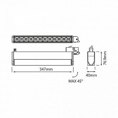 Kiskovalaisin Karizma Luce Dodici Track musta 19,5W 1750lm 45° IP20 DALI 940