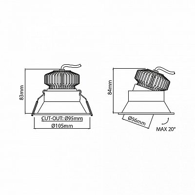 Süvisvalgusti Karizma Luce Popolare must 10,5W 1150lm 30° IP43 930