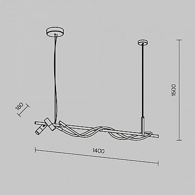 Rippvalgusti Maytoni Tau must / kuldne 30W 1500lm 360° IP20 830