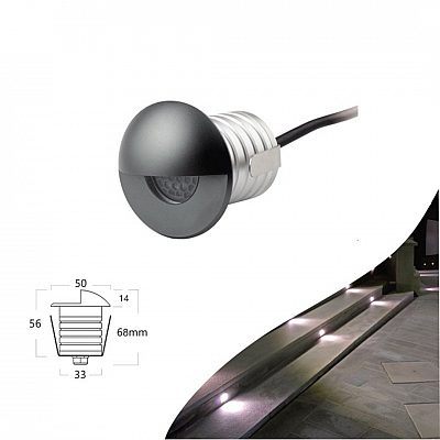 Terrassivalgusti REVAL BULB Nocta hõbe / hall ümar 12-24V 3W 180lm 30° IP67 830