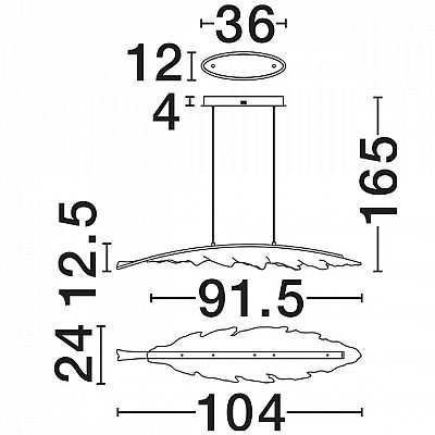 Rippvalgusti Nova Luce Amando läbipaistev / must 230V 27W 1112lm IP20 TRIAC 3000K soe valge