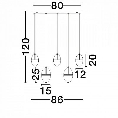 Rippvalgusti Nova Luce Egna 5 kuldne / amber 58W 3480lm 45° IP20 830