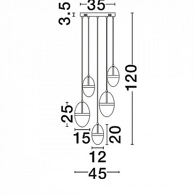 Rippvalgusti Nova Luce Egna 5 kuldne / amber 58W 3540lm IP20 830
