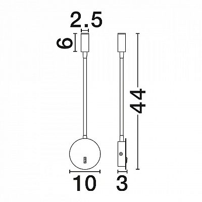 Seinavalgusti Nova Luce Jaco must 3W 190lm IP20 3000K soe valge