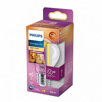 LED bulb PHILIPS Filament A60 230V 5,9W 806lm CRI90 E27 360° DIMMABLE 2200K-2700K