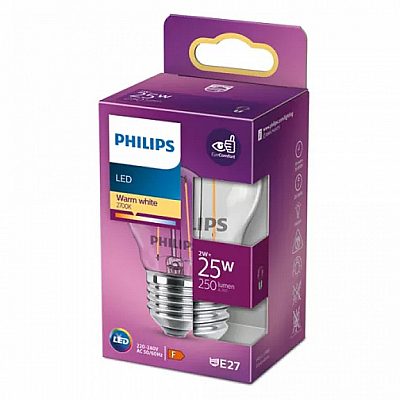 LED bulb PHILIPS Filament P45 230V 2W 250lm E27 360° 2700K warm white