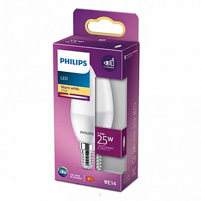 LED bulb PHILIPS Classic B35 230V 2,8W 250lm E14 360° 2700K warm white
