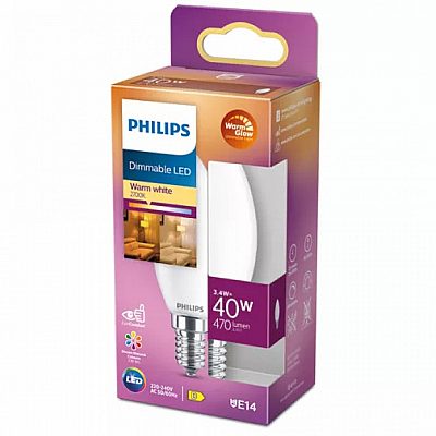 LED bulb PHILIPS LED B35 230V 3.4W 470lm E14 300° DIMMABLE 2200K-2700K