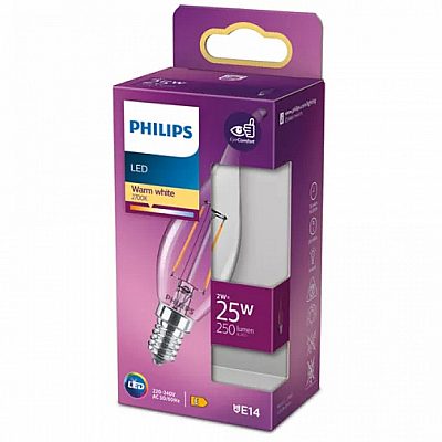 Светодиодная лампа PHILIPS Filament BA35 230V 2,5W 250lm E14 360° 2700K теплый белый