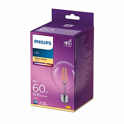 Светодиодная лампа PHILIPS LED Filament G93 230V 7W 806lm E27 360° 2700K теплый белый