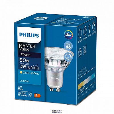 LED bulb PHILIPS MasterValue LEDSpot 230V 5,5W 575lm GU10 36° IP20 TRIAC 930