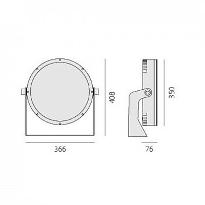 Prožektor Liralighting Piston 350 slim must 230V 160W 20128lm 20° IP67 3000K soe valge