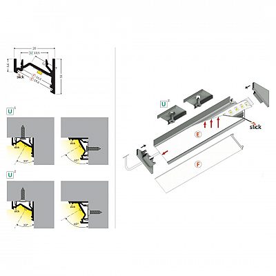 Alumiiniprofiili TOPMET CORNER 12.V2 EF/U 3m valkoinen