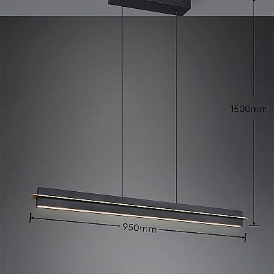 Pendant lamp Trio Lighting Emerson black / matte gold 22W 2500lm IP20 DIMMABLE 2700K-5000K
