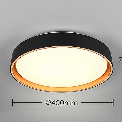 Plafoon Trio Lighting Felis must 24W 2500lm IP20 switch dimmer 2700K-6500K soe + külm valge