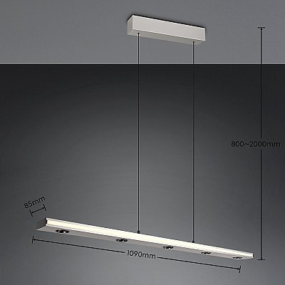 Rippvalgusti Trio Lighting Graham nikkel matt 41,5W 4280lm CRI80 IP20 2300K, 3000K, 4000K 3CCT