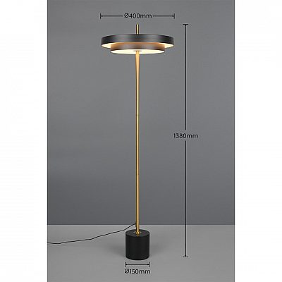 Floor lamp Trio Lighting Keaton black / golden 21W 2400lm CRI80 IP20 switch dimmer 2300K, 3000K, 4000K 3CCT