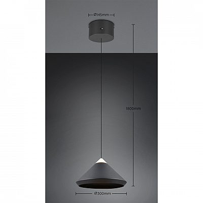 Pendant lamp Trio Lighting Laguna 1 black 14W 1200lm IP20 Dip Switch 2300K, 3000K, 4000K 3CCT