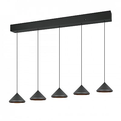 Pendant lamp Trio Lighting Laguna 5 black 25W 25000lm CRI80 IP20 Dip Switch 2300K, 3000K, 4000K 3CCT