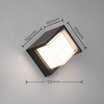 Fassaadivalgusti Trio Lighting Puno must 8W 800lm IP54 3000K soe valge