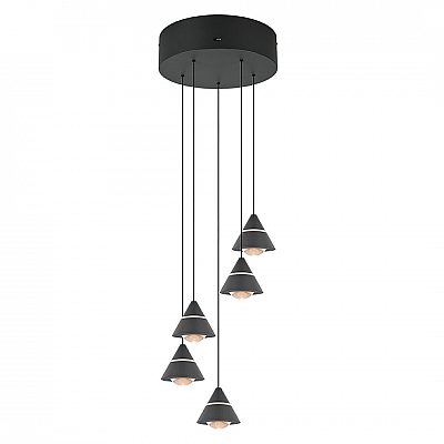 Rippvalgusti Trio Lighting Romeo 5 must 230V 35W 3500lm CRI80 38° IP20 2300K, 3000K, 4000K 3CCT