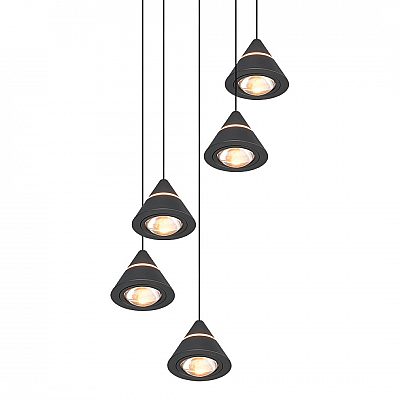 Pendant lamp Trio Lighting Romeo 5 black 230V 35W 3500lm CRI80 38° IP20 2300K, 3000K, 4000K 3CCT