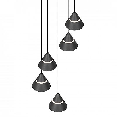 Pendant lamp Trio Lighting Romeo 5 black 230V 35W 3500lm CRI80 38° IP20 2300K, 3000K, 4000K 3CCT