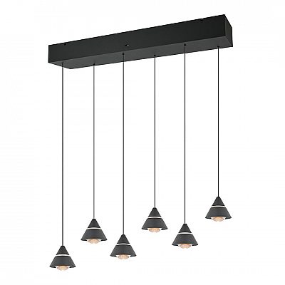 Rippvalgusti Trio Lighting Romeo 6 must 230V 42W 4200lm CRI80 IP20 2300K, 3000K, 4000K 3CCT