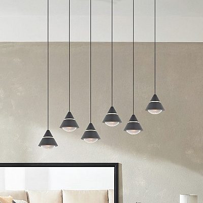 Pendant lamp Trio Lighting Romeo 6 black 230V 42W 4200lm CRI80 IP20 2300K, 3000K, 4000K 3CCT