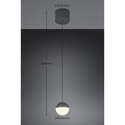 Rippvalgusti Trio Lighting Senta antratsiit / valge 5W 800lm IP20 3000K soe valge