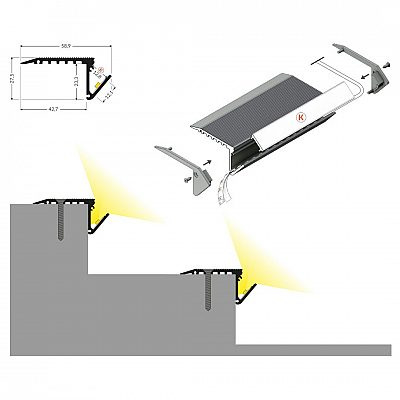 Aluminium profile TOPMET UP-BOLD12 K 2000 black